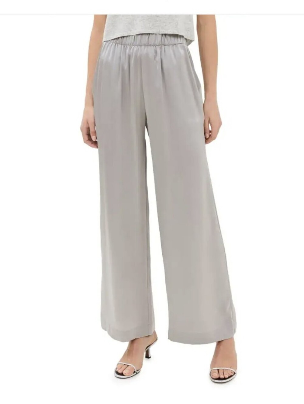 Sablyn Brynn Wide Leg Silk Charmeuse Pants With Elastic Waistband Size L